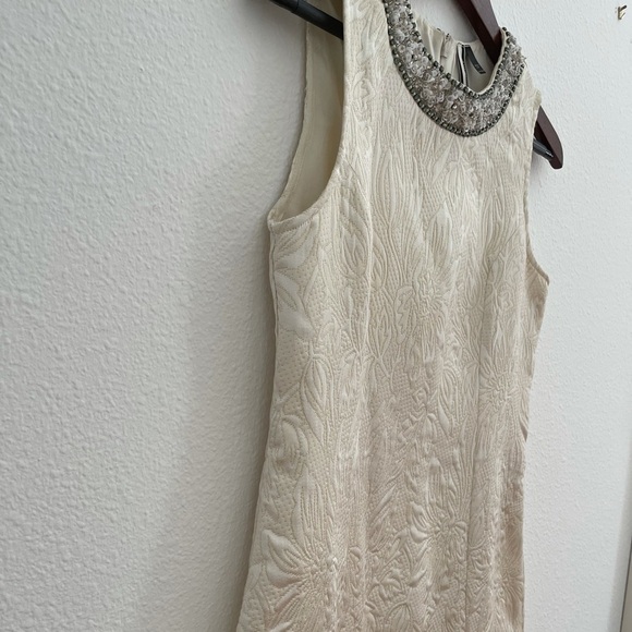 Topshop Embellished Ivory Jacquard Mini Dress size 8 - Picture 5 of 11